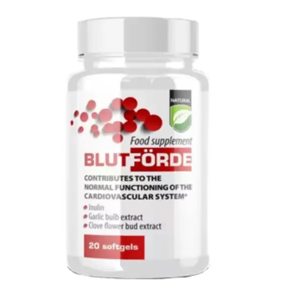 Suplemento Blutforde en envase de 20 cápsulas blandas para el apoyo del sistema cardiovascular